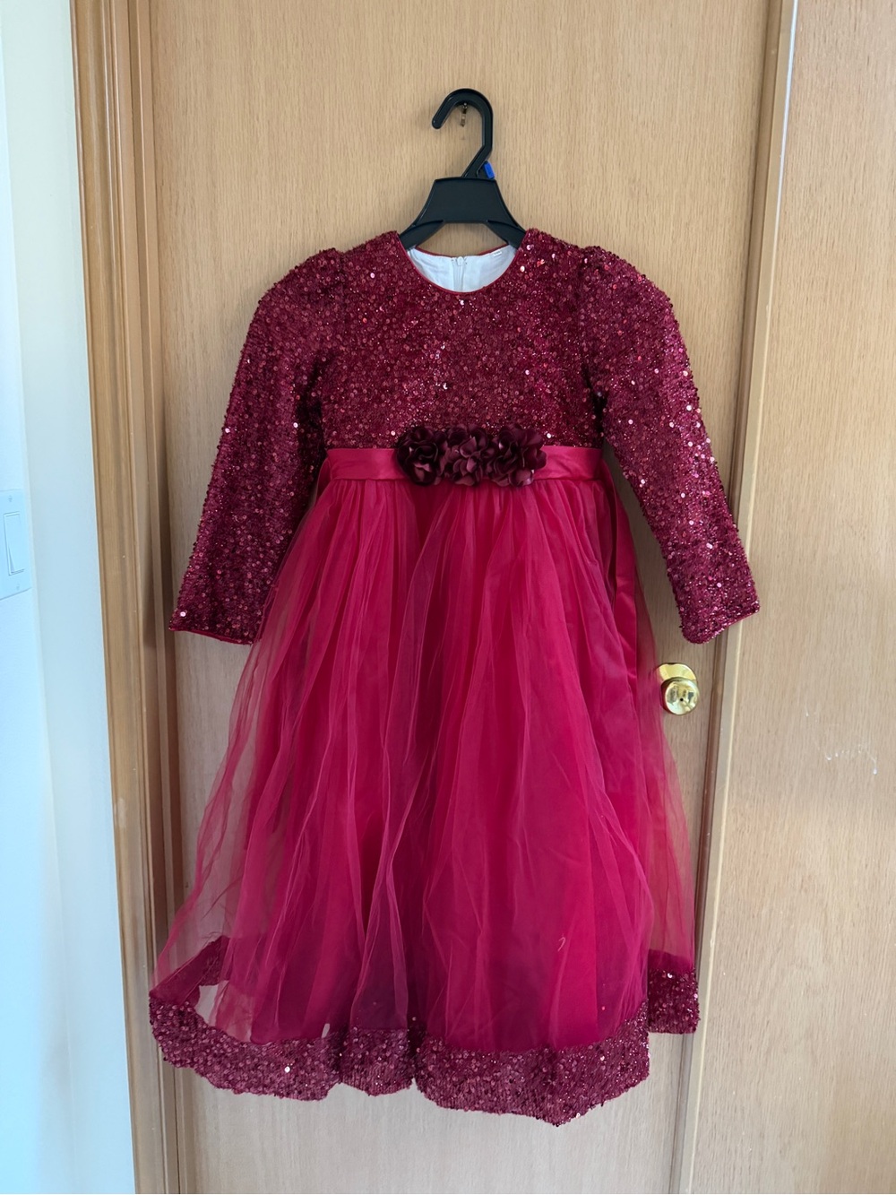 Girls Sparkle Tulle Party Dress in Deep Berry 8-9Y